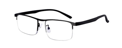 Progressive Reading Glasses Multifocal Anti-blue Light Glass Glasses Half Frame Metal Alloy Men and Women +1.0 +1.5 To +4.0