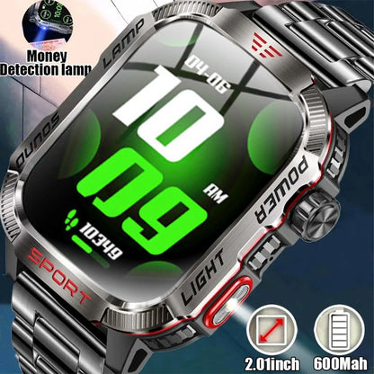 2024 New Durable Military Smart Watch Bluetooth Call Outdoor Sports Track Tracker Men's and Women's Smartwatches LED Flashlight