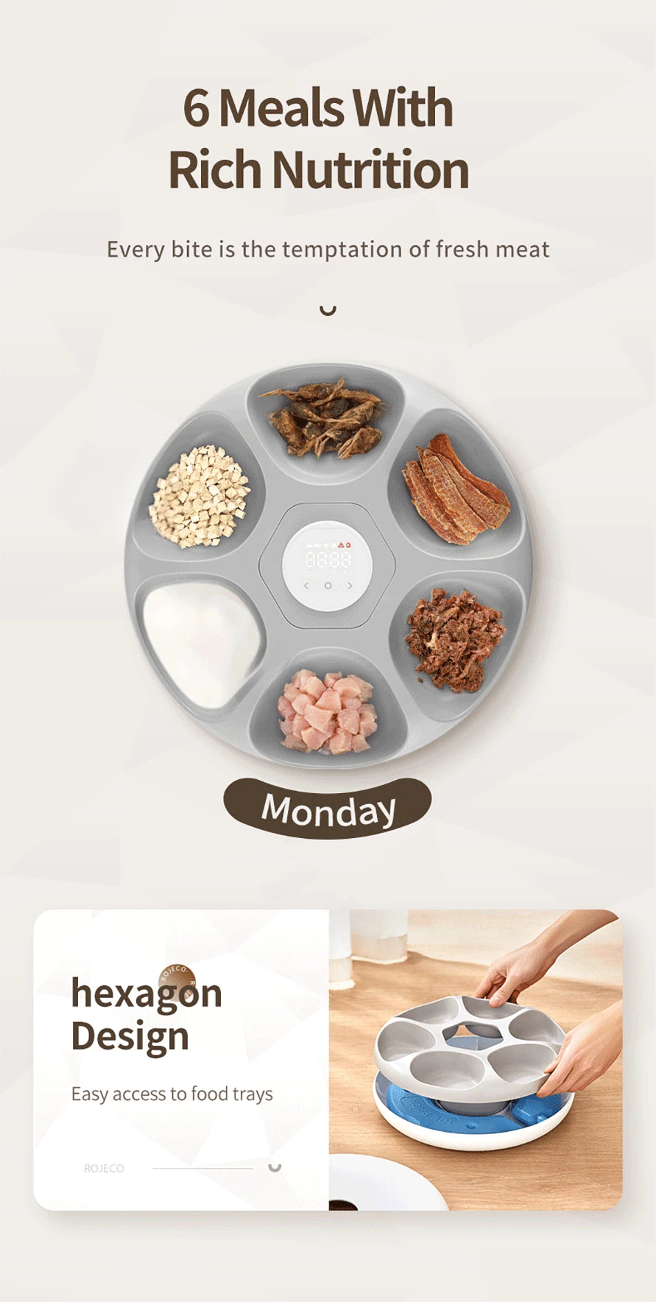 6 Meals Automatic Pet Feeder Smart Cat Food Dispenser For Wet & Dry Food Kibble Dispenser Accessories