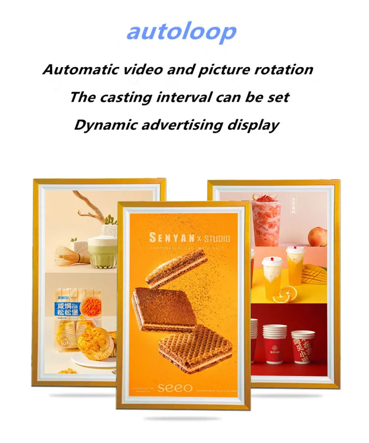 21.5-65 Inch Wall-mounted Digital Photo Frame Solid Wood Smart Advertising Machine Digital Electronic Art Painting LCD Screen