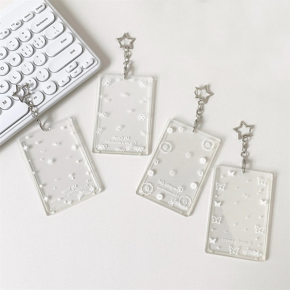 Transparent butterfly three inch hard card cover student meal card bus card pendant card package star card brick