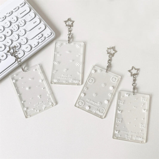 Transparent butterfly three inch hard card cover student meal card bus card pendant card package star card brick