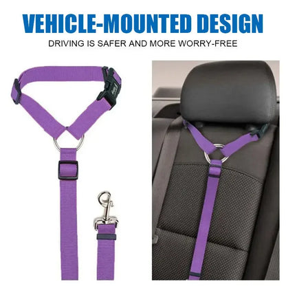 Nylon Safety Belt for Dogs Solid Color Two-in-one Pet Car Seat Belt Leash Adjustable Dog Harness Collar Products Pet Accessories