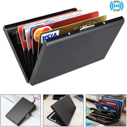 Men RFID Card Holder Blocking Aluminum Metal Slim Wallet Money Bag Anti-scan Credit Card Holder Thin Case Small Male Purses