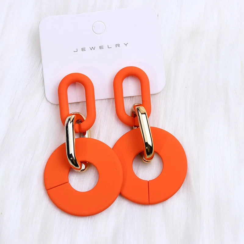 New Rectangular Hollowed Out Acrylic Earrings Popular Retro Personalized Fashion Bohemian Earrings Decoration Gift