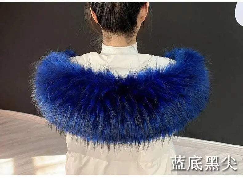 Detachable Faux Fur Collar Extra Large Warm Fake Fur Scarf Wrap Evening Cape For Winter Womens Coat Faux Fur Hood Ttrim Collar