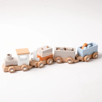 Montessori Toys Wooden Train Birthday Toy Baby Educational Toys Wooden Trolley Baby Learning Toys Number Of Wood Baby Toys Gifts