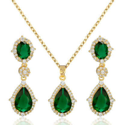 Fashion necklace accessories women's earring Jewelry sets bride's wedding zircon water drop girls earrings for women jewellery