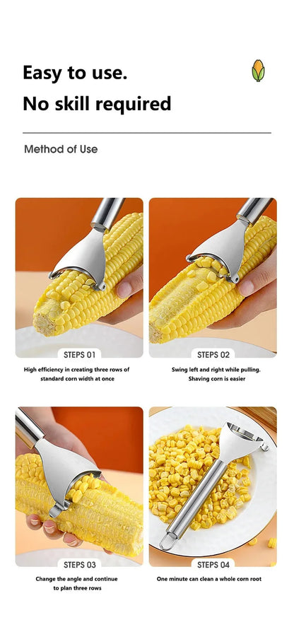 Stainless Steel Corn Planer Home Corn Peeler with Ergonomic Handle Convenient Corn Stripper Thresher Corn Cutter Kitchen Gadgets