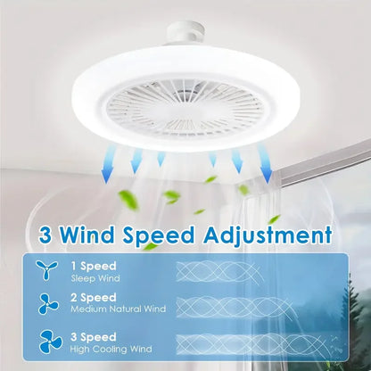 Smart 2-in-1 Ceiling Fan with Remote Control and 3-Speed E27  Lighting Base For Living Room Bedroom Fan and Lamp