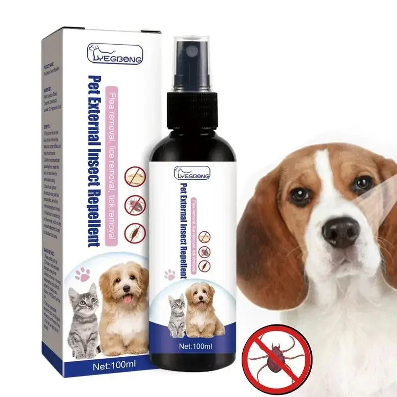 Pet Dog Cat Anti Flea Drops 100ml Insectcide Flea Lice Remover Spray Insect Repellent Soothing Home and Cats Dogs Prevent Ticks