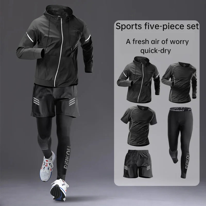 Sports kit men's running equipment 2024 spring and summer new training morning run outdoor quick-drying coat fitness clothing