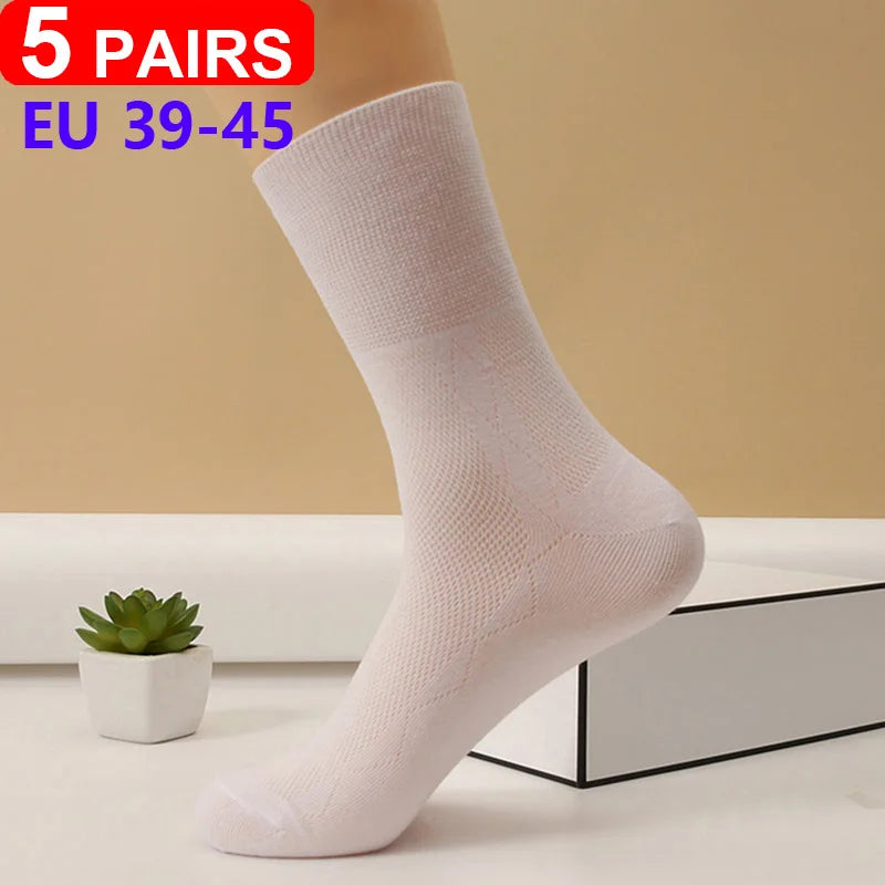 5Pairs Comfortable and Supportive Diabetic Socks for Men and Women Moisture wicking Cotton Fabric Non-binding Top Business Socks