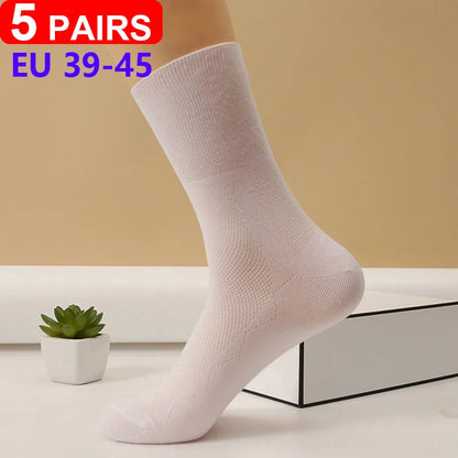 5Pairs Comfortable and Supportive Diabetic Socks for Men and Women Moisture wicking Cotton Fabric Non-binding Top Business Socks