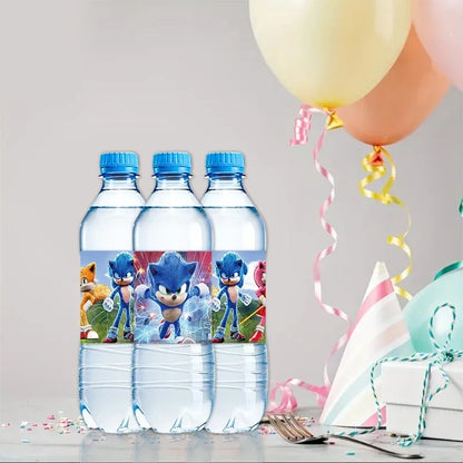 Bandai Sonic the Hedgehog Sticker Party Supplies Birthday Party Bottle Sticker Party Juice Cup Sticker Baby Party Decorations