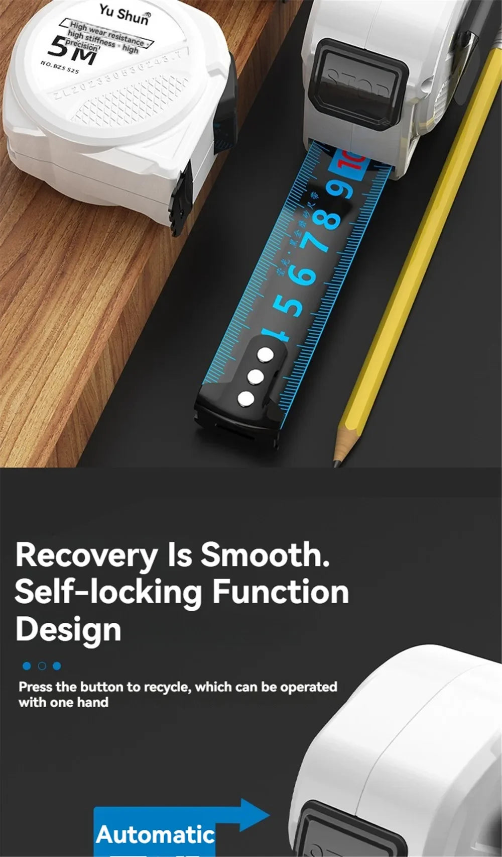 Automatic Locking Anti-cut Hand Blue Laser Digital Tape Measure Measuring Tape Retractable for Electrician Man Gift