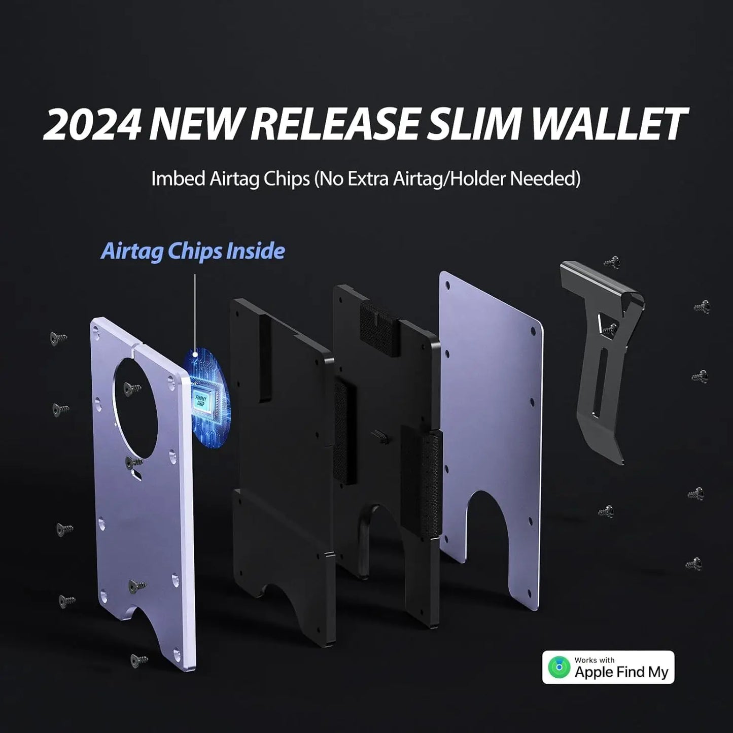 RFID Blocking Credit Card Holder, Slim Wallet For Men, Compatible with Find My iOS Only, Detachable Money Clip