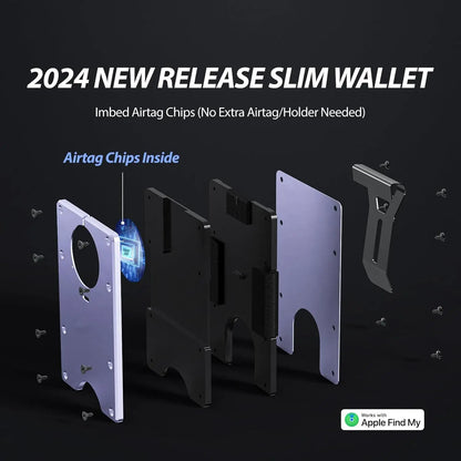 RFID Blocking Credit Card Holder, Slim Wallet For Men, Compatible with Find My iOS Only, Detachable Money Clip