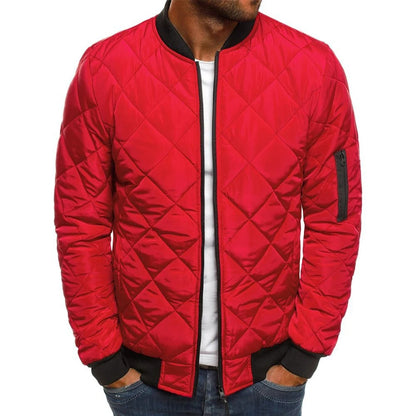 Mens Coat Mens Tops Puffer Long Sleeve Outwear Polyester Quilted Padded Solid Color Stand Collar Warm Winter Zip Up