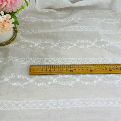 2YardsX 125cm width Cotton Lace Embroidery Fabric Cotton Embroidery Clothing Shirt Dress Pure Cotton Hollow Embroidery Fabric