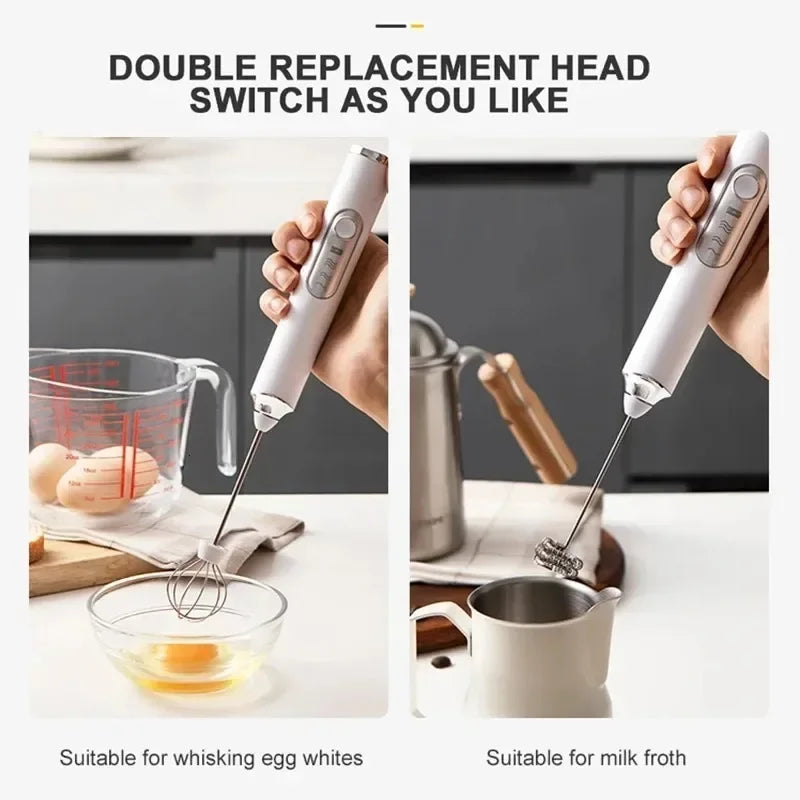 1pcs Coffee Milk Frother Blender 3 Speeds Adjustable Handheld Milk Frother Stainless Steel Electric Milk Frother USB Recharge