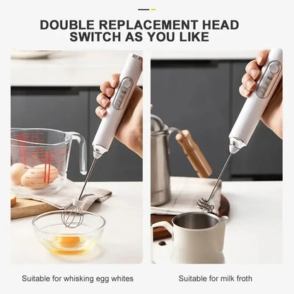 1pcs Coffee Milk Frother Blender 3 Speeds Adjustable Handheld Milk Frother Stainless Steel Electric Milk Frother USB Recharge