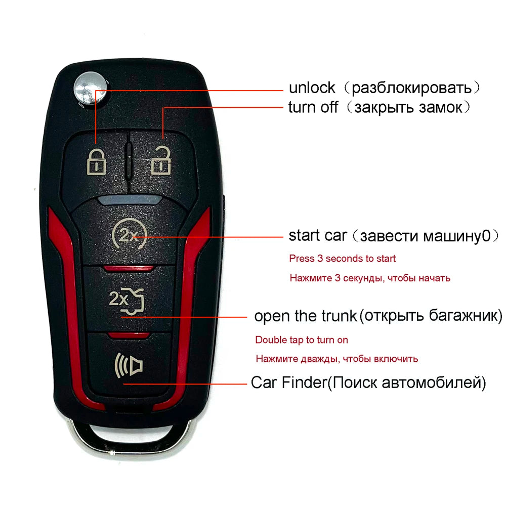 Universal auto start stop keyless entry system engine start alarm system push one-button start system remote car accessories