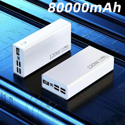 80000mAh Large Capacity Portable Power Bank 120W Super Fast Charging Mobile Power Supports The Simultaneous Use Of 5 Devices