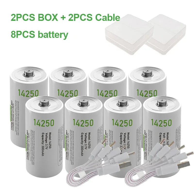 14250 3.7V 300mAh Rechargeable Lithium Battery For Probes, Thermometers, Sights, Thermostats, Monitoring systems,Alarms,1/2AA