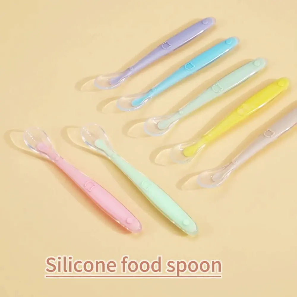 2 pcs Silicone Spoon for Baby Infant Feeder Spoons for Children Kids Soft Safety Feeding Spoons BPA Free Baby Utensils Flatware