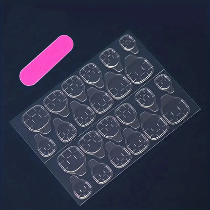 96pcs Almond Shaped Press on Nails, Medium Length, Glossy Finish, Pink & White Gradient, French Stripe Design, Fashionable & Ele