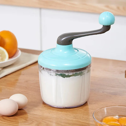 Egg Whisk Plastic Hand Crank Push Whisk Blender Long Crank Multi-Functional Manual Eggs Beater Practical Kitchen Tool