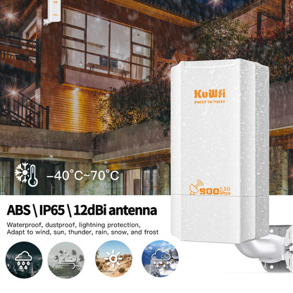 KuWFi 900Mbps Outdoor Wifi Repeater 5.8G Wireless Bridge Wifi CPE Bridge Long Range Extender AP Access Point 2KM Wifi Coverage