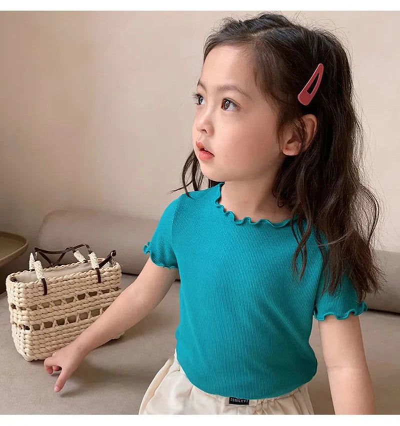 Baby Girls T-shirts for Kids Summer Sleeveless Knitted Tops Vest Outfits Girls Cute Halter Tops Tees Children Clothing 1-12 Year