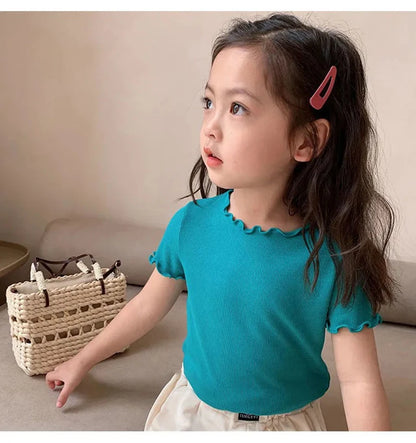 Baby Girls T-shirts for Kids Summer Sleeveless Knitted Tops Vest Outfits Girls Cute Halter Tops Tees Children Clothing 1-12 Year