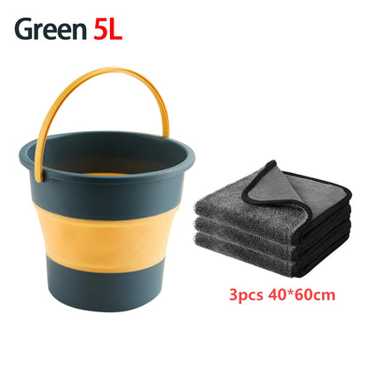 5/10L Travel Bucket Car Wash Water Storage Container Bathroom Kitchen Camp Bucket Lightweight Environmentally Outdoor Tool