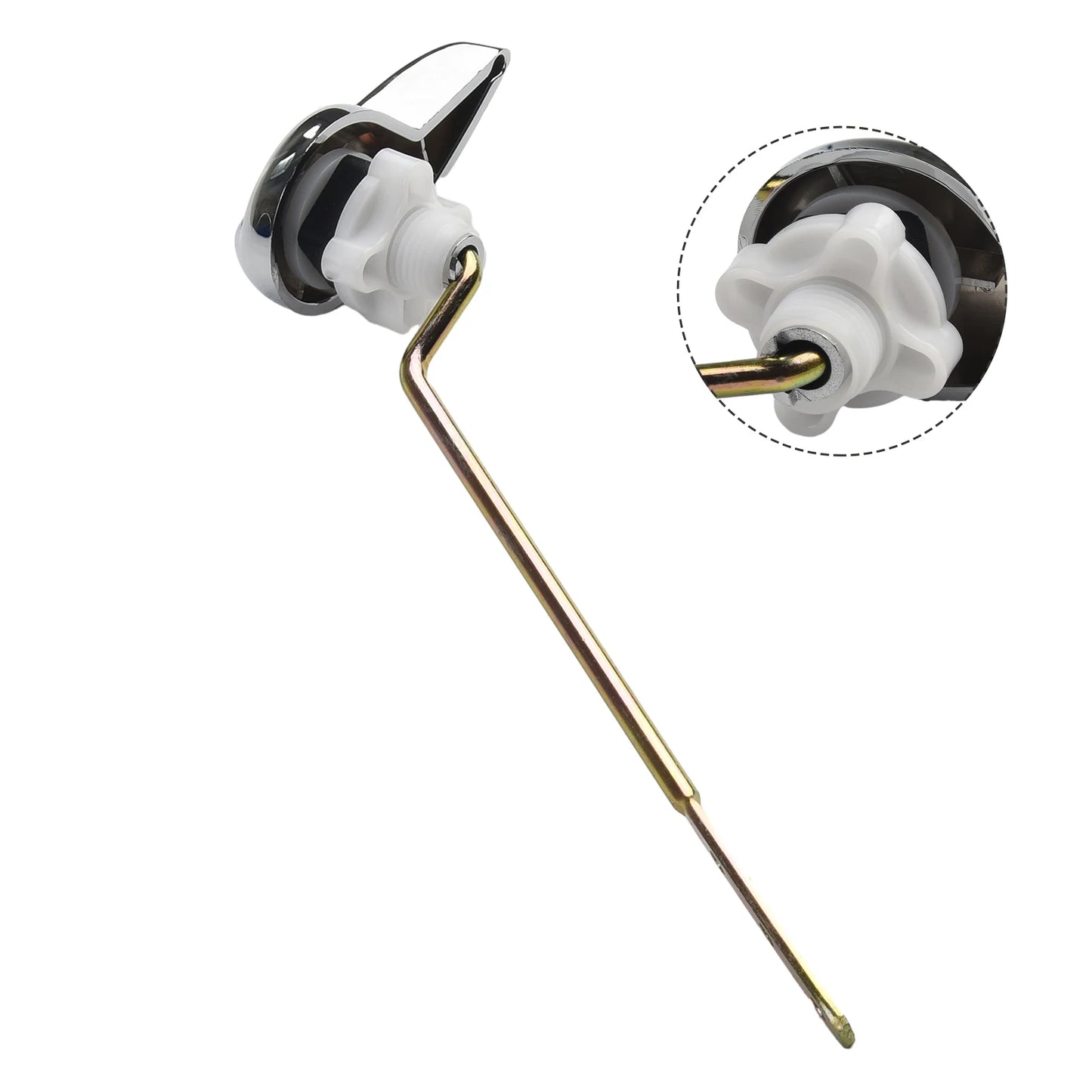 Toilet Tank Flush Lever Chrome Finish Handle Fittings Assembly Replacement Tools Bathroom Toilet Accessories