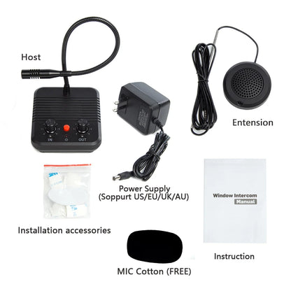 High Clear Dual Way Window Intercom System Bank Counter Interphone Loudspeaker for Pharmacy Railway Station Ticket Office