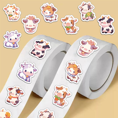 500PCS Creative Cow Roll Stickers Decorative Stickers Laptop Phone Cases Waterproof Stickers