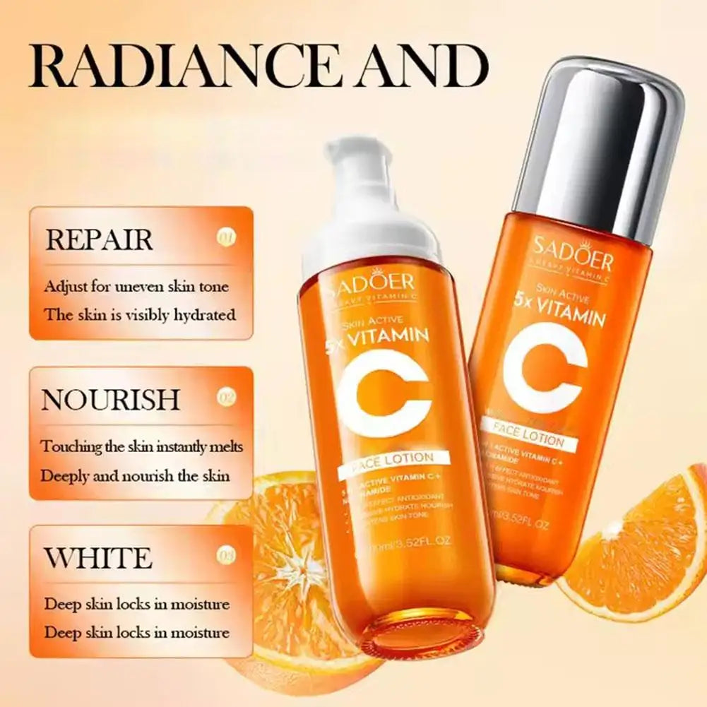 Vitamin C Skincare Set Collagen,hyaluronic Acid,glycerin 5 Fold Vitamin C Skincare Series Moisturizing Serum Face Care Set