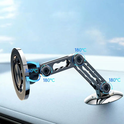 Magnetic Car Phone Holder Mount Ultra Magnetic Alloy Car Phone Mount Aluminum Alloy Long Arm Holder 360 Rotation Folding