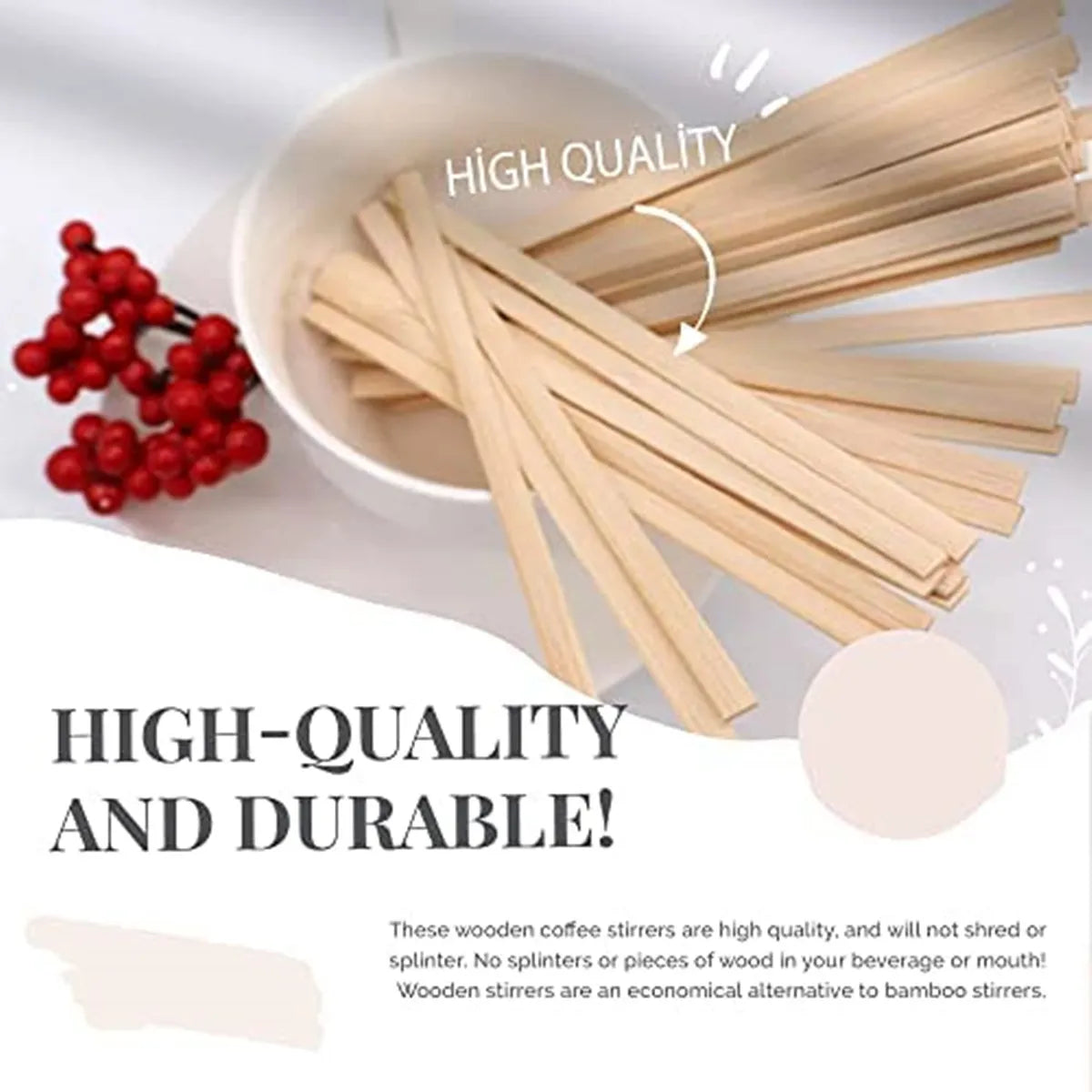 100PCS Coffee Stir Sticks Disposable Wooden Coffee Stirrers Hot Cold Drinking Stir Beverage Stir Sticks Ice Cream Lolly Popsicle