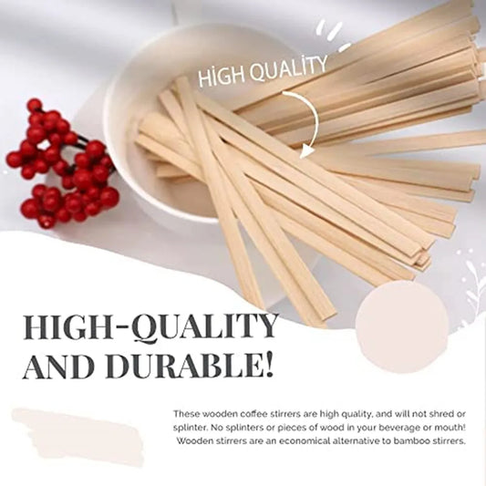 100PCS Coffee Stir Sticks Disposable Wooden Coffee Stirrers Hot Cold Drinking Stir Beverage Stir Sticks Ice Cream Lolly Popsicle