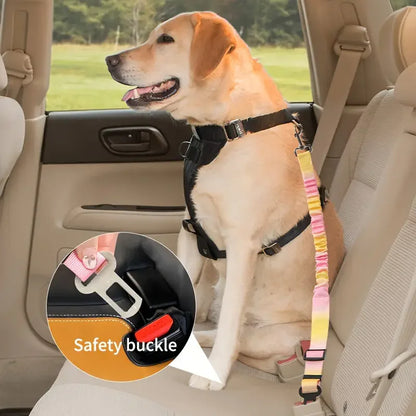 Adjustable Dog Car Seat Belt - Elastic Nylon Safety Harness for Secure Travel