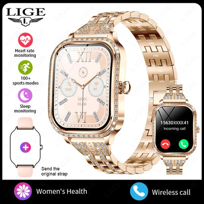 LIGE Fashion Ladies Smartwatch Women's Health Bluetooth Call Waterproof Watches Health Sports Best Friend's Smartwatch Adult