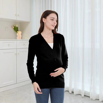 Maternity Cardigan Long Sleeve Spring Autumn Stretch Breastfeeding Clothes for Postpartum Women Nursing Coat Tops