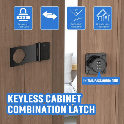 Household Cabinet Password Hasp Locks Cabinet Door Combination Lock Door Security Slide Latch Lock for Small Doors Cabinets Door