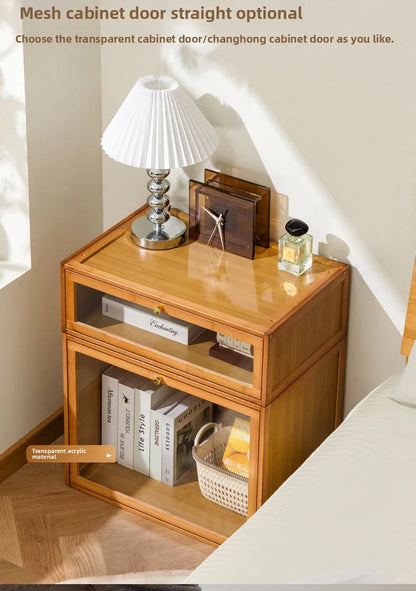 Solid wood bedside table locker small simple bedroom home 2025 new bedside shelf cabinet