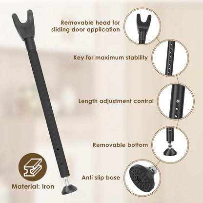 Door Security Bar 44-55 Inch Adjustable Door Security Bar Home Security Door Stopper Door Security 3 In 1 Door Jammer Security