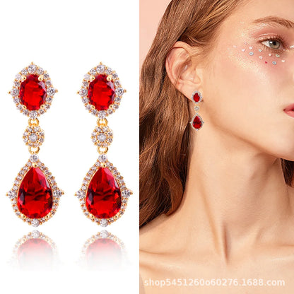 Fashion necklace accessories women's earring Jewelry sets bride's wedding zircon water drop girls earrings for women jewellery